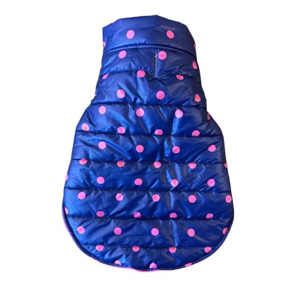 Top Paw Blue Dot Puffer Fleece Lined Dog Jacket Coat Vest Large Winter‎ Spring - Picture 2 of 5